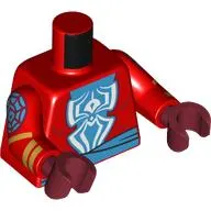 Torso, White Spider on Medium Azure Field, Medium Azure Sash, Spider Webbing on Arms, Gold Bangles print Red Arms, Dark Red Hands