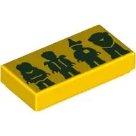 Tile 1 x 2 with Dark Green Silhouettes of Dorothy, Scarecrow, Tin Man, Lion print