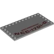Plate Special 6 x 12 with Studs on 3 Edges with Black 'U.S.S. ENTERPRIS', 'NCC-1701-D', Red Outline print