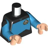 Torso, Silver Starfleet Insignia, Dark Azure Panel (Starfleet Uniform) print, Dark Azure Arms, Light Nougat Hands