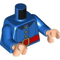 Torso, Jacket, Yellow Buttons, Wide Red Belt, Gold Belt Buckle print, Blue Arms, Light Nougat Hands