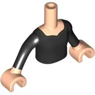 Minidoll Torso Woman with Light Nougat Arms and Hands with Black Dress print