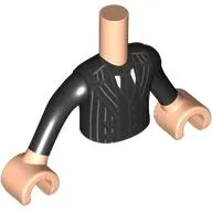 Minidoll Torso Boy with Light Nougat Arms and Hands with Black Suit, Tie, Light Bluish Grey Stripes print