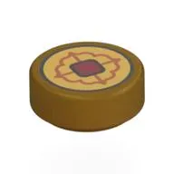 Tile Round 1 x 1 with Gold Coin, Tan/Dark Red Decoration print