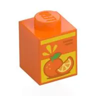 Brick 1 x 1 with Orange Juice Box print