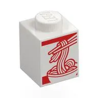 Brick 1 x 1 with Red Noodles print