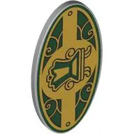 Shield Ovoid with Grip with Sign, Dark Green Background, Gold Decorations, Chair print