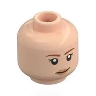 Minifig Head Max Mayfield, Dark Orange Eyebrows, Nougat Lips, Crooked Smirk / Angry
