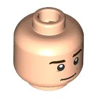 Minifig Head Will Byers, Dark Brown Eyebrows, Neutral / Angry, Bright Light Blue Eyes