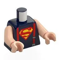 Torso Shirt with Red Suspenders, Silver Clasps, Red/Yellow Superman 'S' Logo Print, Light Nougat Arms and Hands