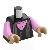 Torso Jacket, Dark Bluish Grey Scarf, Bright Ponk Shirt print, Bright Pink Arms, Warm Tan Hands