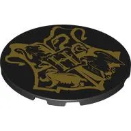 Tile Round 6 x 6 with Gold Hogwarts Symbol print