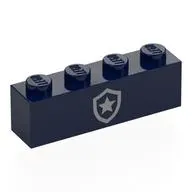 Brick 1 x 4 with Silver Police Badge print