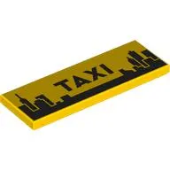 Tile 2 x 6 with black 'TAXI', City Skyline print