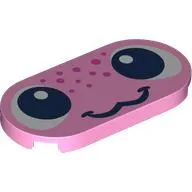 Tile Round 2 x 4 with Face, Dark Pink Spots print