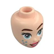 Minidoll Head, Reddish Brown Eyebrows, Sand Blue Eyes, Coral Lips, Metal Blue Stars