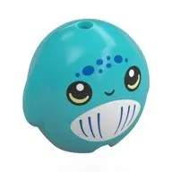 Pillow Plush Toy with Narwhal, White Chest, Dark Blue Dots print