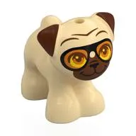 Animal, Dog, Pug with Reddish Brown Face, Ears, Orange Goggles print