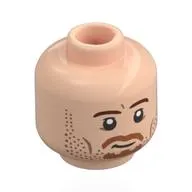 Minifig Head Faramir, Dark Orange Eyebrows, Orange Moustache, Beard, Cheek Lines, Lopsided Smile / Angry Scowl