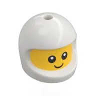 Minifig Head Special, Baby with White Helmet pattern, Face print