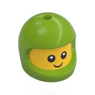 Minifig Head Special, Baby with Lime Helmet pattern, Face print