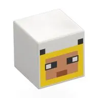 Minifig Head Special, Cube, Pixelated Yellow/Nougat Face, Black Eyes, Ears, Medium Nougat Mouth