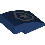 Brick Curved 3 x 2 No Studs with Silver Police Badge print