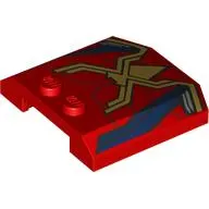 Brick Wedged, Curved Triple 4 x 4 x 2/3 with 2 Studs with Gold Spider, Webbing, Dark Blue Shapes print
