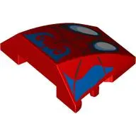 Brick Wedged, Curved 4 x 3 No Studs with White Spider Eyes, Black Webbing, Blue Marking print