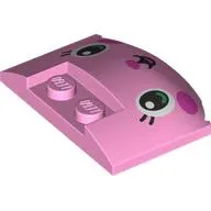 Brick Round 3 x 4 x 2/3 Triple Curved with 2 Sunk Studs with Kitty Face, Dark Pink Nose, Cheeks print