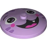 Dish 4 x 4 Inverted [Radar] with Cat Face, Open Mouth, Fang Lavender Streaks print
