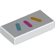 Tile 1 x 2 with Bright Light Blue/Dark Pink/Bright Light Orange Stripes print