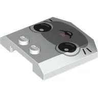 Brick Wedged, Curved Triple 4 x 4 x 2/3 with 2 Studs with Light Bluish Grey Cat Face, Black Eyes, Bright Pink Nose print