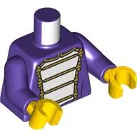 Torso, Marching Band Uniform, White Front, Gold Decorations print, Dark Purple Arms, Yellow Hands