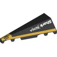 Brick Wedged, Sloped 2 x 5 Left with Gold Stripe, White 'Shark NINJA' print