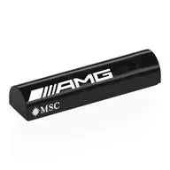 Brick Curved 1 x 4 x 2/3 Double, No Studs with White 'AMG MSC', Left print