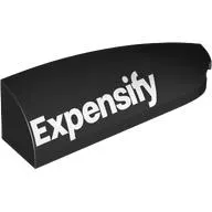 Brick Round, Curved Double 1 x 4 with Stud Notch Right with White 'Expensify' print