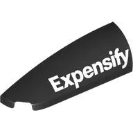 Brick Round, Curved Double 1 x 4 with Stud Notch Left with White 'Expensify' print