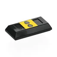 Tile Special 1 x 2 with Sloped Walls AKA Money / Gold Bar [Ingot] with Yellow Square, Silver Shapes print