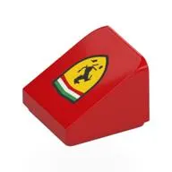 Brick Sloped 30° 1 x 1 x 2/3 (Cheese Slope) with Ferrari Logo print