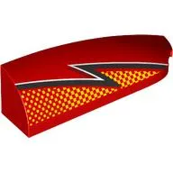Brick Round, Curved Double 1 x 4 with Stud Notch Right with Black/White Lightning, Bright Light Orange Dots print