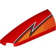 Brick Round, Curved Double 1 x 4 with Stud Notch Left with Black/White Lightning, Bright Light Orange Dots print