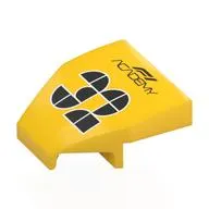 Brick Wedged, Curved 2 x 2 x 2/3 with Notches 27° with Black 'F1 ACADEMY 32' print
