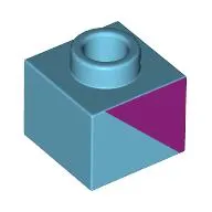 Plate 1 x 1 x 2/3 with Open Stud with Magenta Triangle print