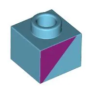 Plate 1 x 1 x 2/3 with Open Stud with Mahenta Triangle print