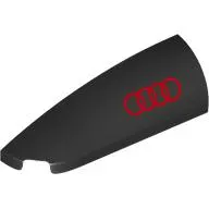 Brick Round, Curved Double 1 x 4 with Stud Notch Left with Red Audi Logo print