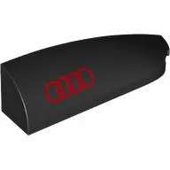 Brick Round, Curved Double 1 x 4 with Stud Notch Right with Red Audi Logo print