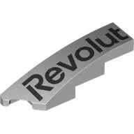 Brick Wedged, Curved 1 x 4 with Stud Notch Left with Black 'Revolut' print