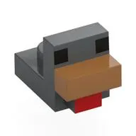 Animal Body Part, Bird, Chicken 1 x 1 with Cube Head with Nougat Beak, Black Eyes, Red Tongue print
