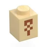 Brick 1 x 1 with Dark orange Minecraft Desert Temple Ankh print